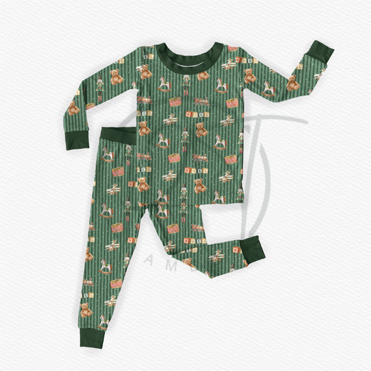 Vintage Toyland Ribbed 2 Piece Long Sleeve Set