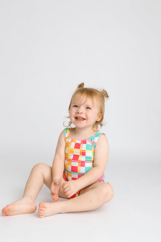 Poolside Plaid Girls Swimsuit