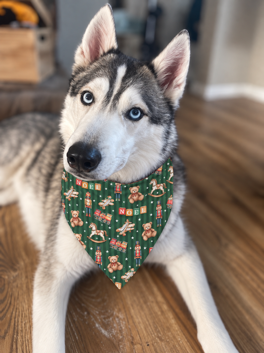 Vintage Toyland Ribbed Dog Bandana