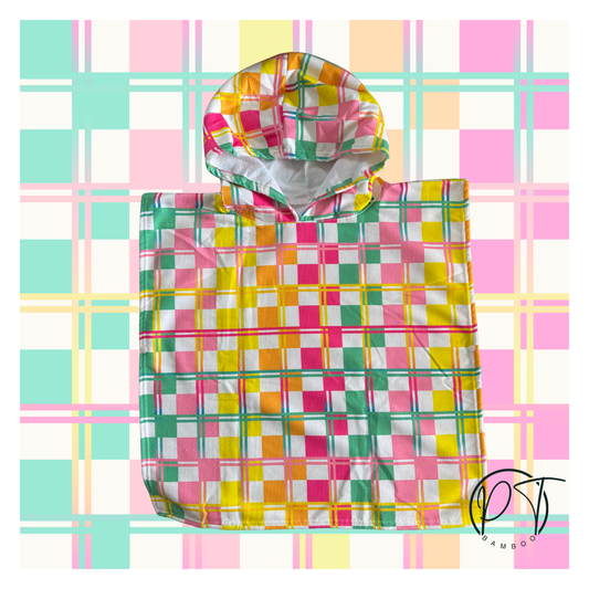 Poolside Plaid Hooded Towel