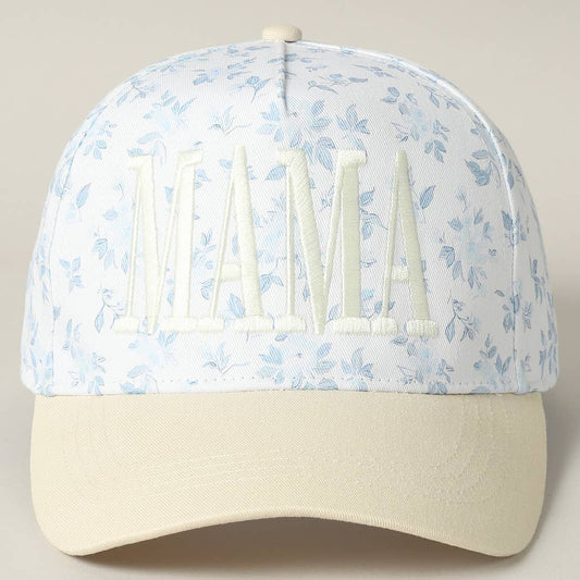 MAMA Embroidered Flower PatternTrucker Hat